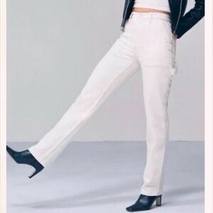 ABERCROMBIE & FITCH Jeans 90’s Straight Ultra High Rise Cargo Ivory Size 29